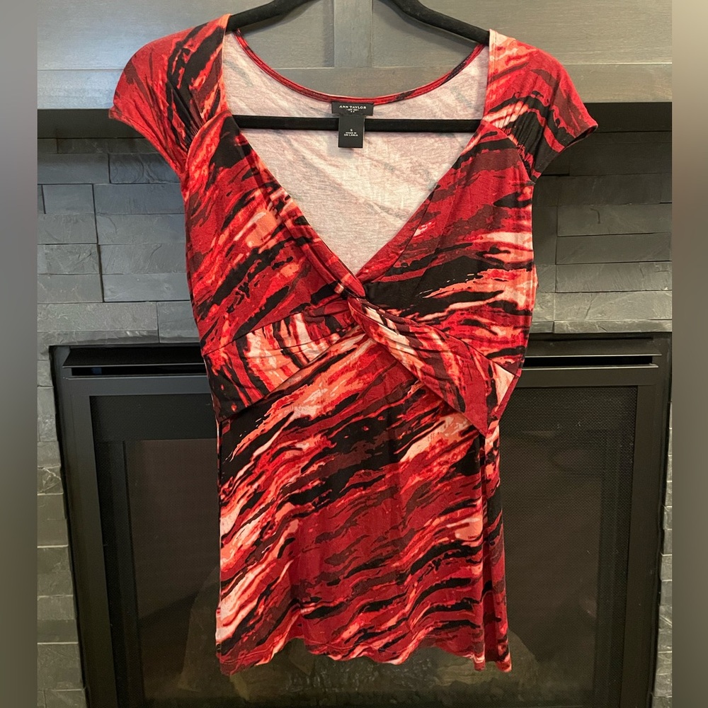 Ann Taylor Abstract Print Cap Sleeve Top - Women’s S